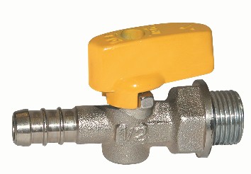 Tap in nickle-plated brass for gas with hose connector for domestic use.