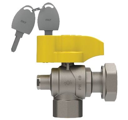 Ball valve with key-lock. In case of emergency it can be locked but not opened without the key in compliance with leg. UNI 7129 with pressure conn 1/4''.
