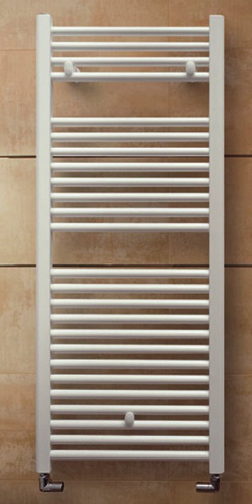 Radiator towel warem "CALEDO" in steel complete with wall fixing kit and air vent valve. With 1/2" F. connections. Max pressure 7 bar. Predisposed for applying kit (Art. G.868) for mixed function: thermo-electrical.