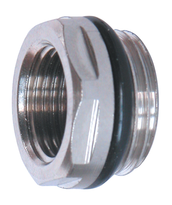 Nickel-plated brass reducer or cap w. O-ring for radiators.